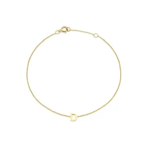 9K Yellow Gold Initial D Bracelet Adjustable Elegant Gift for Her