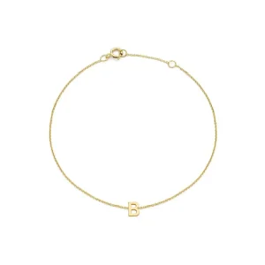 9K Yellow Gold Initial B Bracelet Adjustable Stylish Jewelry Gift