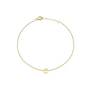 9K Yellow Gold Initial C Bracelet Elegant Personalized Jewelry Gift
