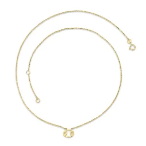 9K Yellow Gold Cancer Zodiac Necklace Adjustable Elegant Gift