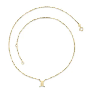 9K Yellow Gold Gemini Necklace Stylish Zodiac Jewelry for Women