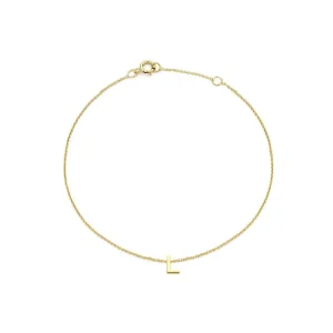 9K Yellow Gold Initial L Bracelet Adjustable Elegant Jewelry Gift
