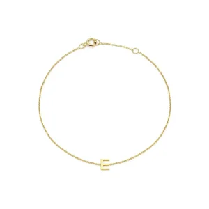 9K Yellow Gold Initial E Bracelet Stylish Personalized Jewelry Gift