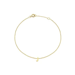 9K Yellow Gold Initial J Bracelet Adjustable Elegant Jewelry Gift