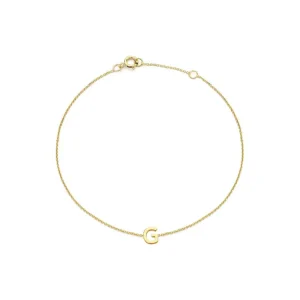 9K Yellow Gold Initial G Bracelet Adjustable Elegant Jewelry Gift