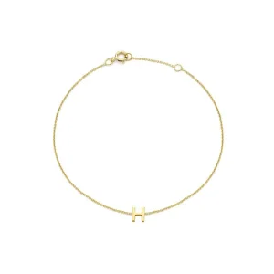 9K Yellow Gold Initial H Bracelet Customizable Stylish Gift For Her
