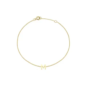 9K Yellow Gold Initial M Bracelet Adjustable Stylish Women Jewelry