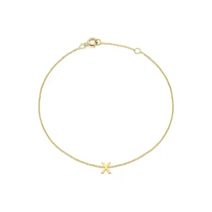 9K Yellow Gold Initial X Bracelet Stylish Personalized Jewelry Gift