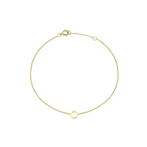 9K Yellow Gold Initial O Bracelet Elegant Personalized Jewelry Gift