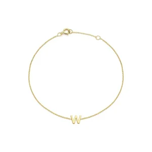 9K Yellow Gold Initial W Bracelet Elegant Adjustable Jewelry Gift