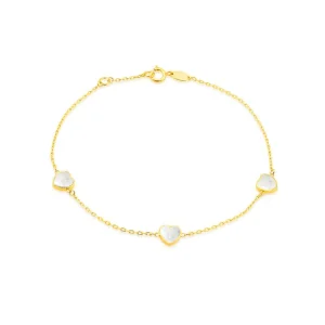 9K Yellow Gold Heart Bracelet 19cm Stylish Contemporary Jewelry