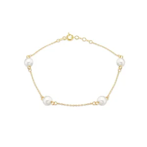 9K Yellow Gold Freshwater Pearl Bracelet Elegant Contemporary Style