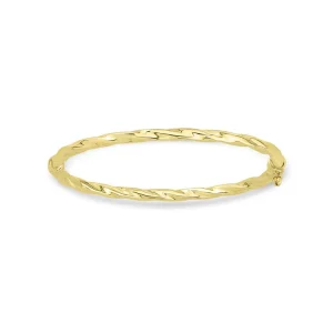 9K Yellow Gold Twisted Bangle 60mm Elegant Lightweight Design