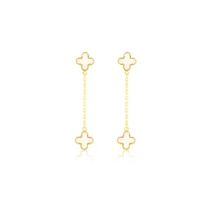 9K Yellow Gold Petal Drop Earrings Stylish Contemporary Look