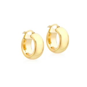 9K Yellow Gold Hoop Earrings 18mm Elegant Everyday Jewelry
