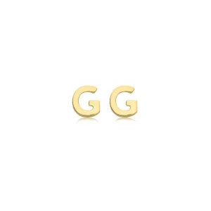 9K Yellow Gold Initial G Stud Earrings Stylish Personalized Gift