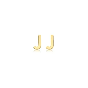 9K Yellow Gold Initial J Stud Earrings Stylish Personalized Gift