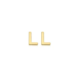 9K Yellow Gold Initial L Stud Earrings Stylish Personalized Gift