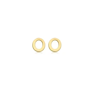 9K Yellow Gold Initial O Stud Earrings Stylish Personalized Gift