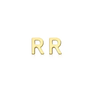 9K Yellow Gold Initial R Stud Earrings Stylish Personalized Gift