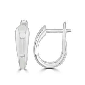 9K White Gold Tapered Hoops Stylish Contemporary Jewelry Gift