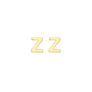 9K Yellow Gold Mini Initial Z Stud Earrings for Personalized Style