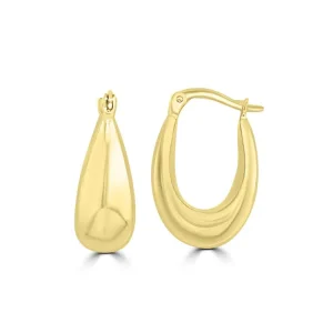 9K Yellow Gold Hollow Hoop Earrings Stylish Lightweight Design 17mm