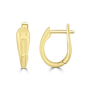 9K Yellow Gold Tapered Hoop Earrings Stylish Contemporary Design