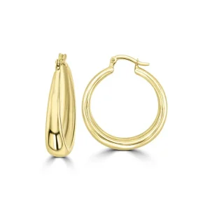9K Yellow Gold Hollow Hoops Lightweight Contemporary Earrings