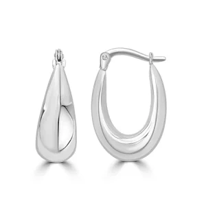 9K White Gold Hoop Earrings 17mm Lightweight Polished Design