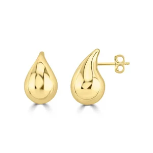 9K Yellow Gold Hollow Drop Earrings Stylish Lightweight Design