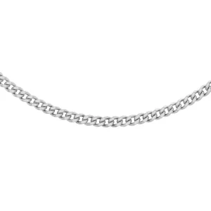 18K White Gold Diamond Cut Curb Chain Unisex Stylish Jewelry 50cm