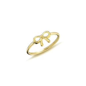 9K Yellow Gold Bow Ring Stylish Contemporary Jewelry for Women