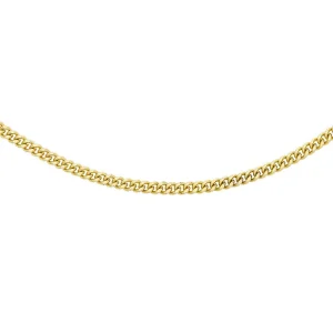 18K Yellow Gold Diamond Cut Curb Chain 45cm Stylish Unisex Jewelry