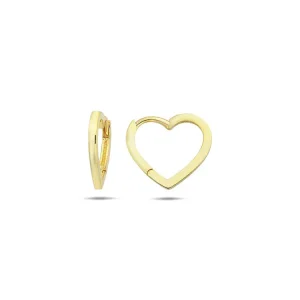 9K Yellow Gold Open Heart Hoop Earrings Stylish Contemporary Gift