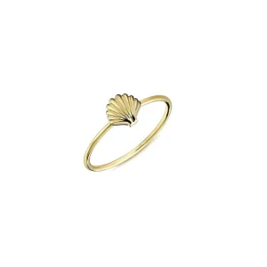 9K Yellow Gold Clam Shell Ring Stylish Contemporary Jewelry Gift