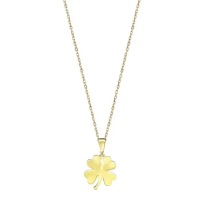 9K Yellow Gold Lucky Clover Necklace For Women Elegant Jewelry