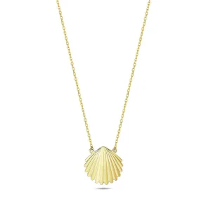 9K Yellow Gold Clam Shell Necklace Elegant Contemporary Design