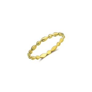 9K Yellow Gold Dots and Dashes Ring Contemporary Modern Style
