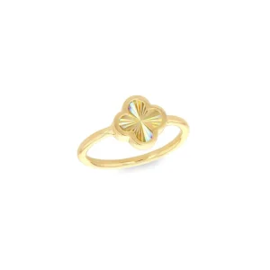 9K Yellow Gold Rainbow Petal Ring Stylish Contemporary Design
