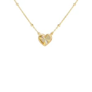 9K Yellow Gold Rainbow Heart Necklace Stylish Contemporary Gift