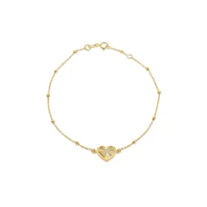 9K Yellow Gold Rainbow Heart Bracelet Elegant Contemporary Style