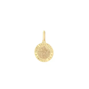 9K Yellow Gold St Christopher Pendant Stylish Travel Charm Gift