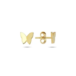 9K Yellow Gold Butterfly Stud Earrings Elegant Contemporary Style