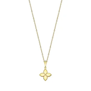 9K Yellow Gold Floral Necklace Elegant Petite Design for Women