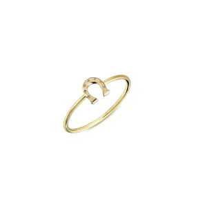 9K Yellow Gold Lucky Horseshoe Ring Stylish Contemporary Jewelry
