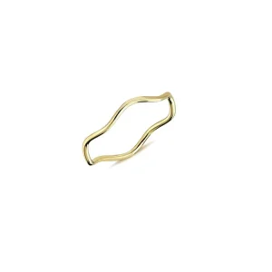 9K Yellow Gold Wavey Ring Modern Elegant Design for Women