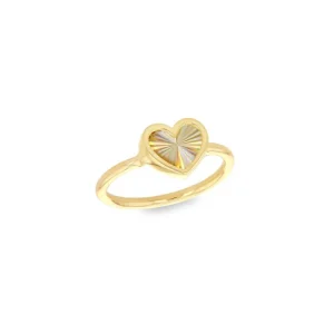 9K Yellow Gold Rainbow Heart Ring Stylish Contemporary Jewelry