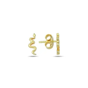 9K Yellow Gold Snake Stud Earrings Stylish Contemporary Design