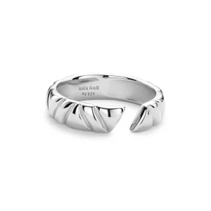 Ania Haie Silver Adjustable Ring Trendy Modern Statement Jewelry